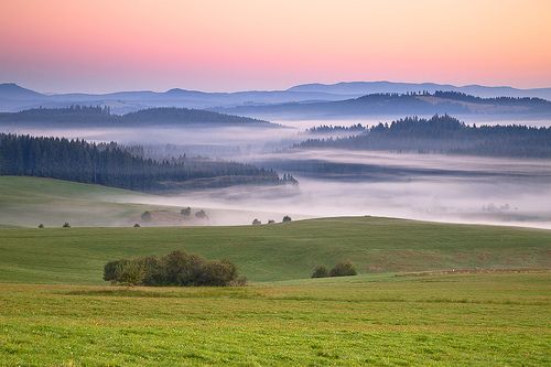 pohľad na Horehronie pri východe slnka- budúci domov Alma Vita